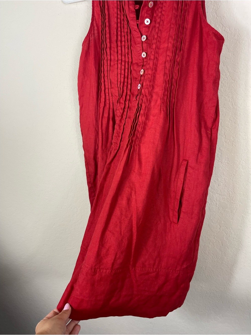 Quince 100% European Linen Sleeveless Swing Dress Chile Red Size XS - Picture 5 of 10